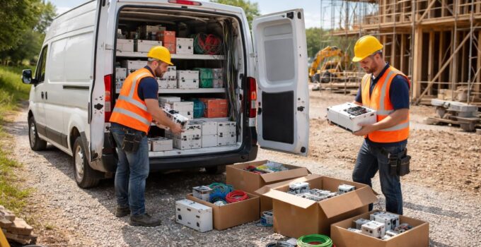 service de transport de matériel électrique legrand et schneider electric pour chantiers, assuré par utilitaire adapté. livraison rapide et sécurisée pour professionnels du bâtiment.
